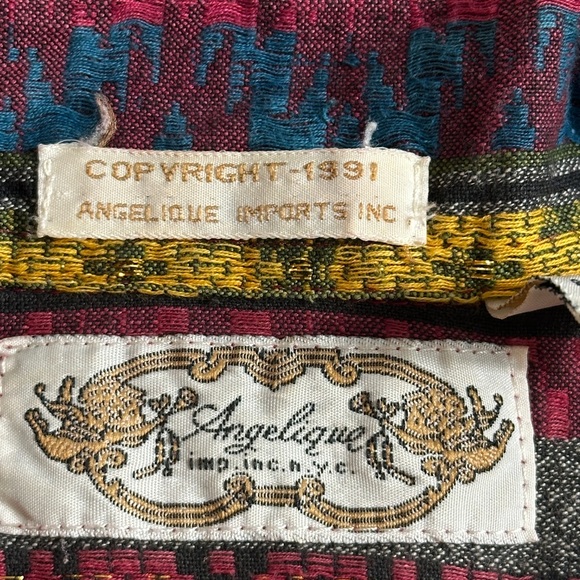 Angelique Striped Button-Up Shirt with Multicolor Aztec Motif womens size M(G51) - Picture 4 of 8